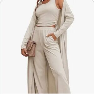 HALARA Women's Wide Leg Pants Set in Light Beige